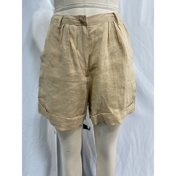 Faithfull The Brand 'Les' Tan Linen Deux Short Size S - Picture 2 of 5